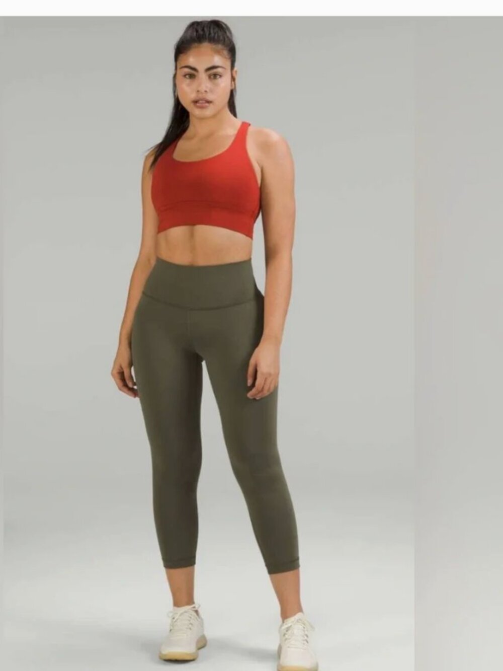 NWT Lululemon Wunder Train High-Rise Crop 23" Army Green 12